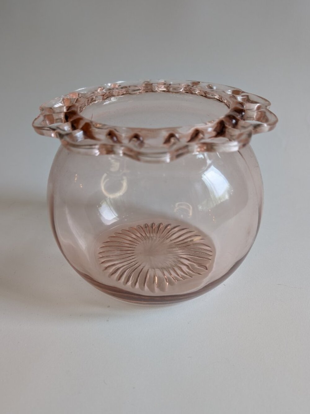 Anchor Hocking LACE EDGE OLD COLONY PINK DEPRESSION GLASS BISCUIT JAR No Lid